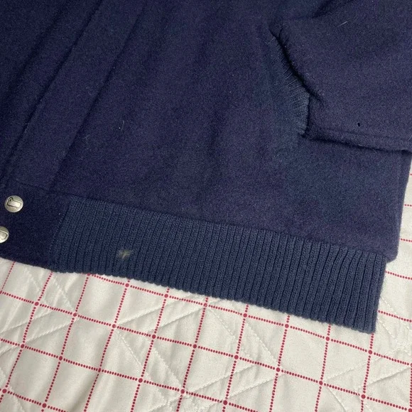 Woolrich Men Large Wool Jacket Navy Blue Plaid Lined Bomber Style Made USA - Picture 7 of 13